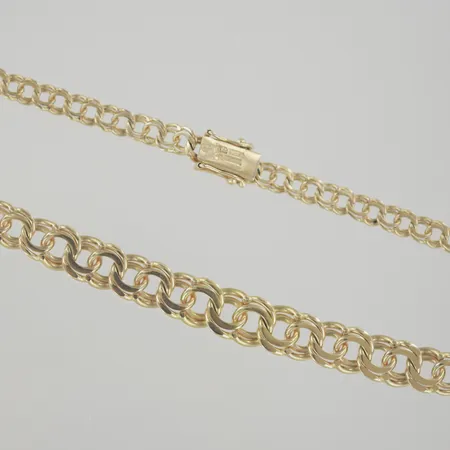 Halskedja bismark, längd 44 cm, bredd 4-7,8 mm, 18K Vikt: 25,7 g