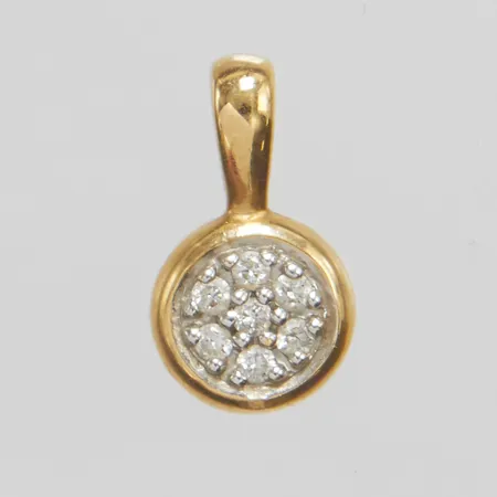 Hänge, diamanter 7 x ca 0,005ct, längd ca 12mm, bredd 6mm, 18K Vikt: 0,8 g