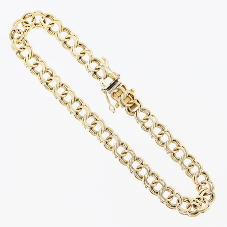 Armband Bismarck, 20cm, bredd 6,2mm, skeva låsåttor, 18K  Vikt: 14,4 g