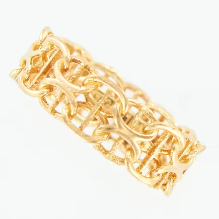 Ring X-länk med stav, stl 15¾, bredd: 6,1mm, ojämn yta, 18K  Vikt: 2,5 g