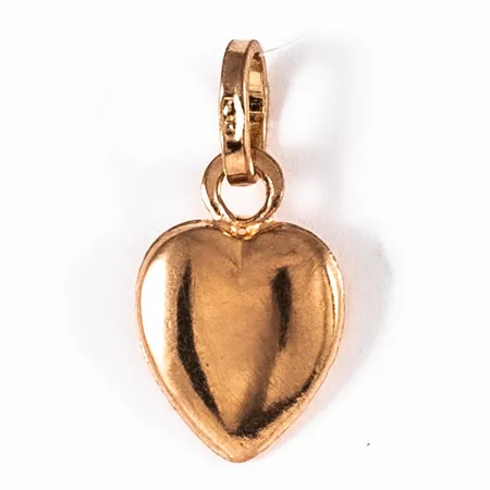 Hänge, Hjärta i 18K guld. Det är 9 mm brett, 18,5 mm långt inkl. ögla och väger 0,7g.