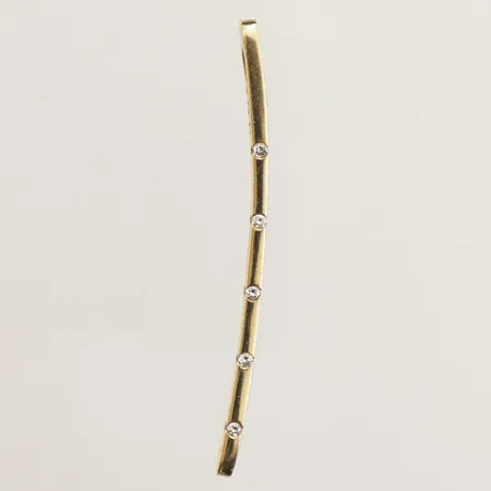 Hänge med diamanter 5x ca 0,01ct, längd 50mm, bredd 2mm, inskription BP, Heribert Engelbert AB Stockholm, 18K Vikt: 3,7 g