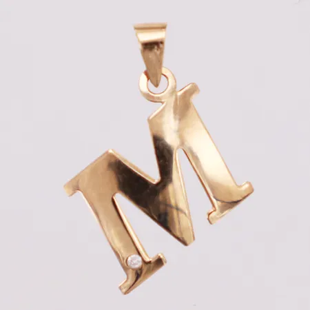 Hänge, M, diamant 1xca0,005ct, längd 17mm inkl ögla, bredd 12,5mm, Guldfynd, 18K Vikt: 0,4 g