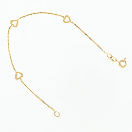 Armband med hjärtan, 18,5cm, bredd: 1-7mm, 18K  Vikt: 1,7 g