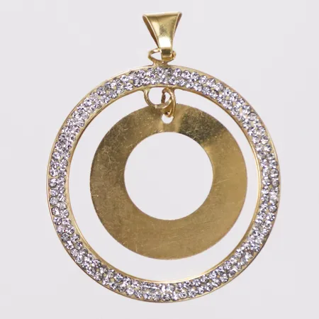 Hänge, vita stenar, längd 30mm inkl ögla, bredd 26,5mm, Guldfynd, ihåligt, 18K Vikt: 2,7 g