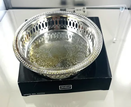 Flaskställ, diam14 cm, höjd 3 cm, silverpläterad, 100 gr