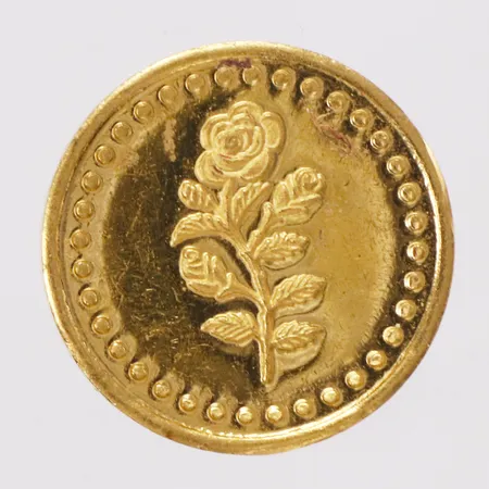 Guldmynt, med dekor av blomma, numrerad 999, Ø22,3mm, 24K Vikt: 10 g