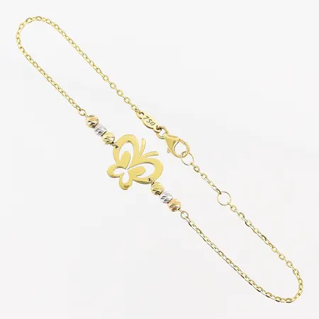 Armband, fjäril, 17cm/18,5cm, bredd 0,5-11,5mm, 18K Vikt: 1,9 g