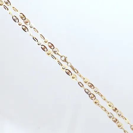 Kedja, 2-färg, längd 45cm, bredd 5,10mm, 14k  Vikt: 7,3 g