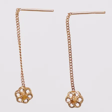 Ett par örhängen, gula stenar, pansarlänk, längd 28mm, bredd 1-5mm, 18K  Vikt: 0,5 g