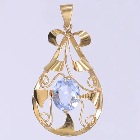 Hänge med blå sten, 49x25mm, 18K Bruttovikt: 5,1g Vikt: 5,1 g