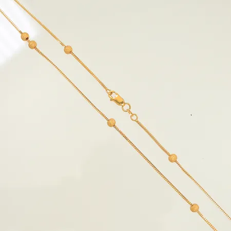 Halscollier med kulor, 40cm, bredd 1,2-4mm, en kula lös, 21K Vikt: 5,3 g