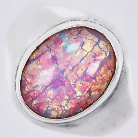 Ring med Opal imitation, stl: 20½, bredd: ca 3-20mm, 925/1000, silver Vikt: 16,6 g