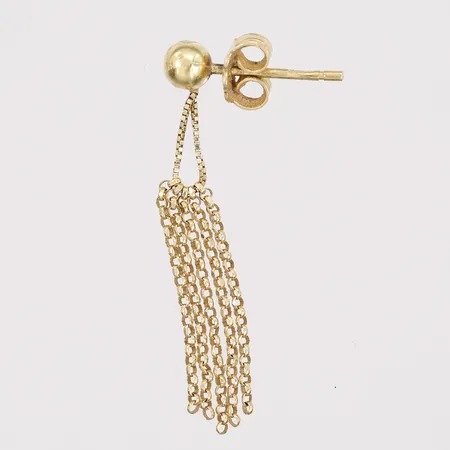 Ett udda örhänge med tofs, höjd 30mm, 18K guld Vikt: 0,9 g