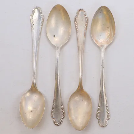 4 teskedar, längd 12,6cm, slitage, 830/1000 silver Vikt: 58,5 g