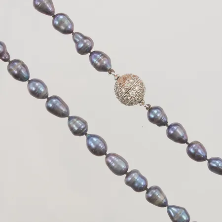 Pärlcollier, färgade oregelbundna sötvattenpärlor, 45cm, bredd: 8mm, silverlås 925/1000. Vikt: 0 g