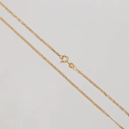 Kedja, tunn X-länk, 45cm, bredd 1,5mm, ojämnheter, 21K, Vikt: 2,8 g