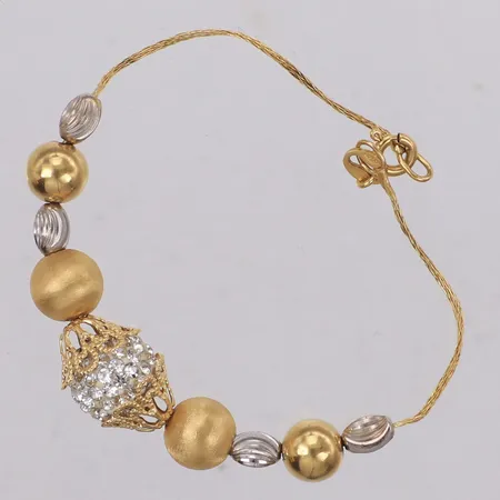 Armband, kulor på vajer, längd 16cm, skevt, 18K Vikt: 4,8 g