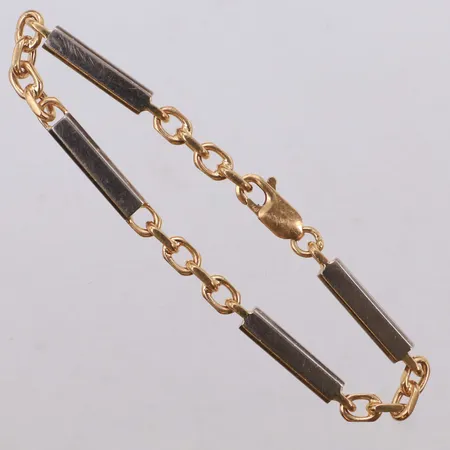 Armband Ankar med stavar, ca 15,5cm, bredd 4mm, tvåfärgad, 18K  Vikt: 19,9 g