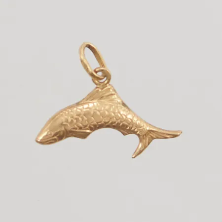 Hänge, lekande lax, 18x22mm, 18K, 1,1g.