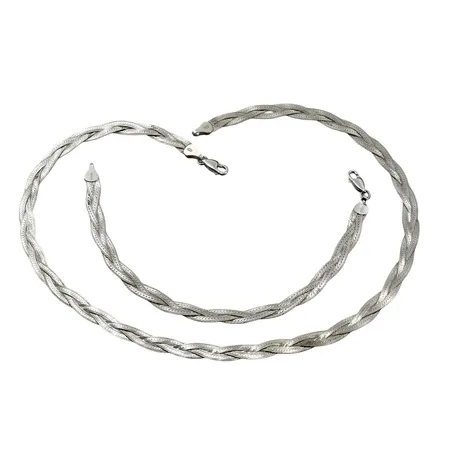 SET - Halsband & Armband, Guldfynd, silver 925/1000, flätad modell, längd 43,5 resp. 19 cm, bredd 6 mm, förefaller sparsamt använda Vikt: 17,6 g