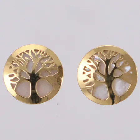 Ett par örhängen med pärlemo samt mönster , Ø 7,8mm, 18K Vikt: 0,7 g