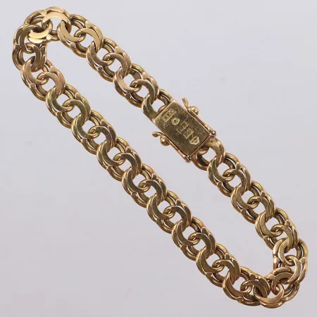 Armband, Bismarck, 17,5cm, bredd 8mm,  Carlssons Guldsmedsverkstad Solna år 1965, 18K Vikt: 22,2 g