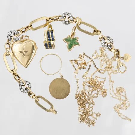 Diverse guld, stenar, skadat, defekt, 18K Vikt: 30,4 g