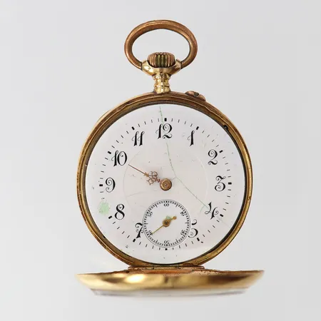 Mormorsur, Ø36,5mm, manuell, liten sekundvisare, boettnummer: 59657, innerboett i metall, defekt går ej, 18K, bruttovikt: 38,4g.