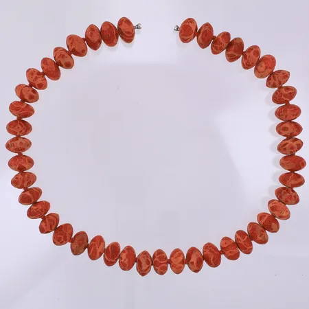 Collier med konvexa koraller ca 15mm, 46cm, silverdobbar, passar till Ole Lynggaardlås Vikt: 0 g