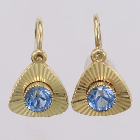 Ett par Örhängen med ljusblå stenar, 15mm, 14K Vikt: 2,3 g