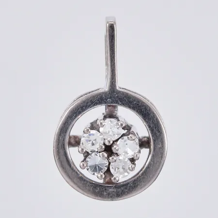 Hänge med diamanter ca 5x0,02ct 8/8-slipning, Ø 11mm, 18K Vikt: 1,6 g