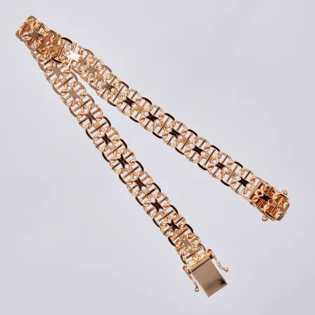 Armband X-länk med stav, längd ca 20cm, bredd ca 8mm, JRA, 18K Vikt: 18 g