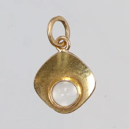 Hänge med vit sten, 14x8mm, 18K Vikt: 0,4 g