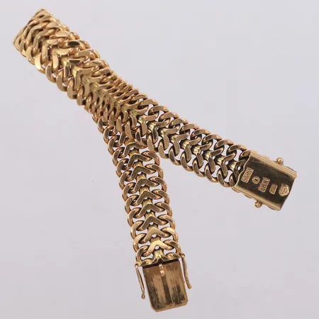 Armband Fiskben, 18,5cm, bredd 12mm, Södra Ädelsmedjan Bandhagen år 1983, 18K Vikt: 44,1 g