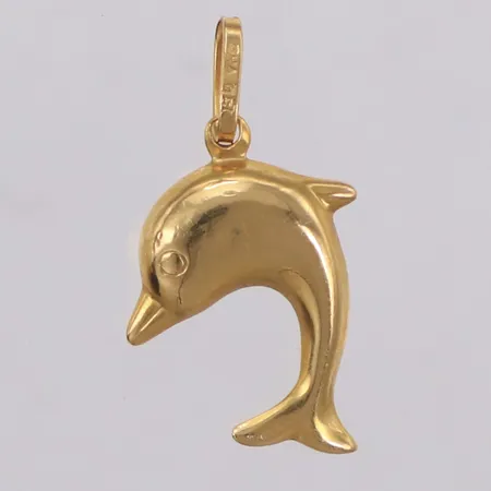 Hänge, Delfin, 25x15mm, ihålig, GHA, 18K Vikt: 0,8 g