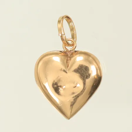 Hänge hjärta, 18x12mm inklusive hängöglan, ihålig, bucklig 14K Vikt: 0,6 g
