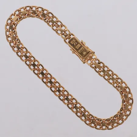 Armband X-länk, 18cm, bredd 5,8mm, Clareus Stockholm år 1952, 18K Vikt: 11 g