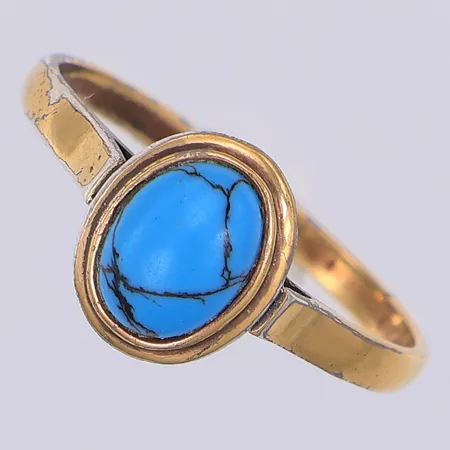 Ring, turkos, stl 18¾, gulddoublé, 835/1000 silver Vikt: 1,8 g