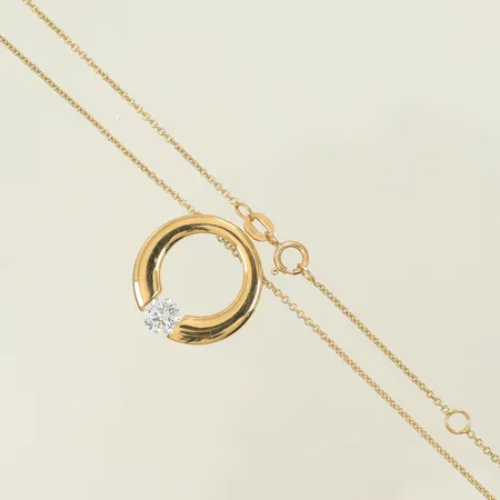 Halsband ankar integrerat hänge med vit sten, 45cm bredd 1mm Ø18mm, 18K 4,3g Vikt: 4,3 g