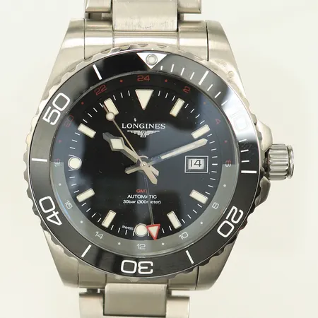 Herrur, Longines, GMT Hydroconquest, automat, serie.nr: 55448659, ref.nr:L3.790.4, stållänk, 2 extra länkbitar, box