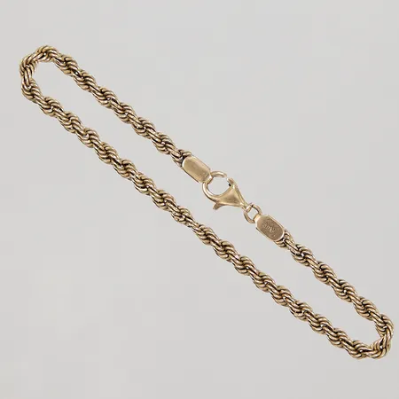 Armband, Cordell,18,5cm, bredd 3,5mm, ihålig, ojämn ögla vid lås, 14K, Vikt: 3,9 g