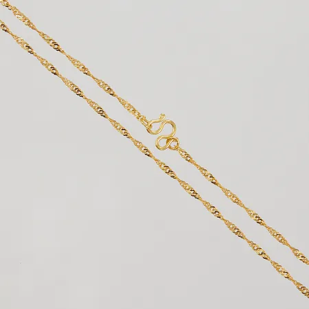 Kedja Singapore, ca 45cm, bredd 3,8mm, Thaiguld, 23K, 1 Slung, Vikt: 3,8 g