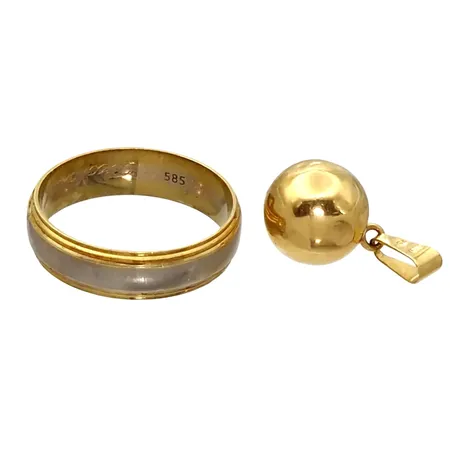 Diverse smycken, 14K guld - vikt 3,8g, 18K guld - vikt 1,1g, slitage, bucklor, gravyr