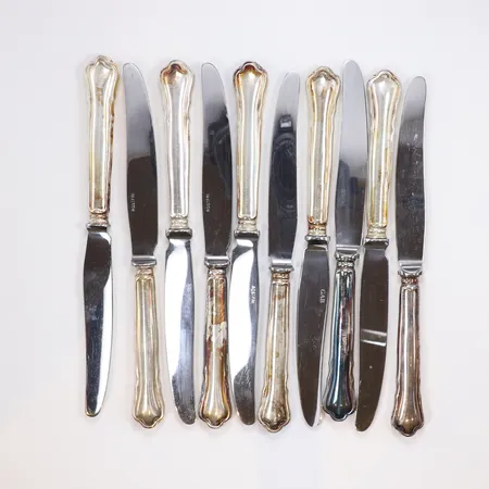 10 knivar, 20,5cm, silver, 830/1000, bruttovikt 610,6g Vikt: 610,6 g