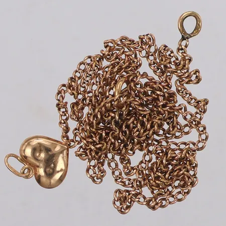 Kedja, pansar, 1 Hänge, hjärta, bucklor, defekt, 14K Vikt: 6,7 g