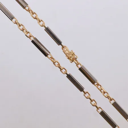 Kedja Ankar med stavar, ca 43cm, bredd 4mm, Stockholm år 1999, tvåfärgad, 18K Vikt: 57,5 g