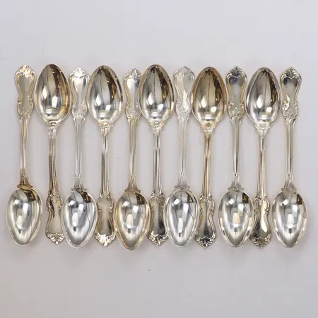 11 teskedar, längd 12,4mm, modell Olga, GAB, 830/1000 silver Vikt: 176,7 g