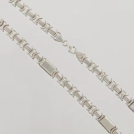 Kedja, 62,5cm, bredd: 8,5mm, 925/1000 silver, 58,6g.