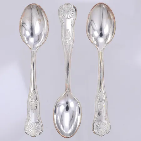 3 Teskedar, modell snäck, 13cm, Italy, 800/1000 silver Vikt: 57,4 g